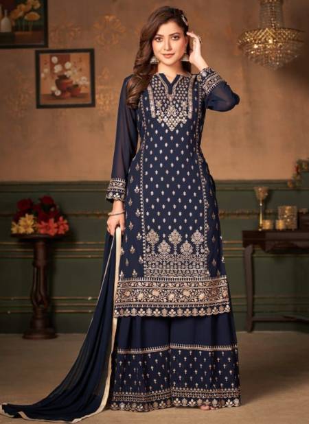 Blue Colour ANJUBAA 3 New Heavy Festive Wear Designer Faux Georgette Salwar Suit Collection 10023